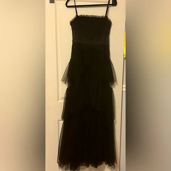 betsy and adam black corset dress Betsy & Adam Women's Mixed-Media Strapless Corset Gown - Black main image 1